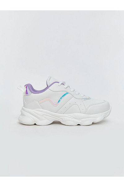 LC Waikiki White Lace-Up Girl's Sneakers