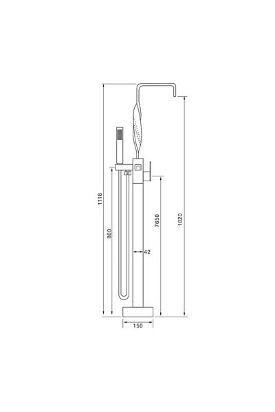 CLAUSTEEL Freestanding professional faucet, Floor mounting, Waterfall type, Hand shower