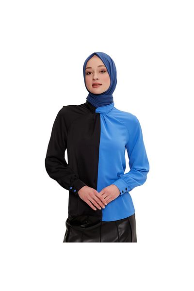 Armine Two Color Collar Detailed Blouse 22K3200