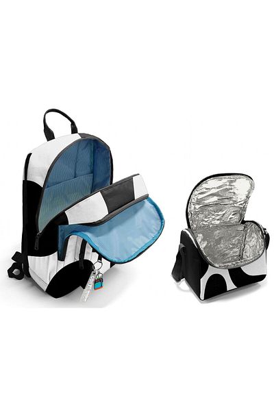 Coral High Set rucsac și nutriție pentru școala primară și gimnazială - pentru băieți cu dungi colorate Si