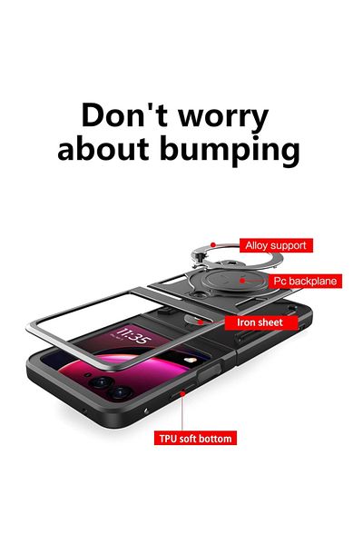 SKYDDAR INNOVATION Husă pentru Motorola Razr 50 Ultra, CamGuard Pro, inel magnetic, protecție cameră, set autocolante, neagră