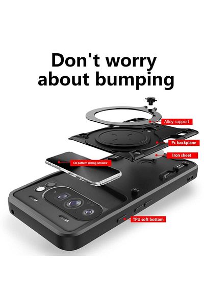 SKYDDAR INNOVATION Case for Google Pixel 9 Pro XL, CamGuard Pro, Magnetic Ring, Camera Protection, sticker set, Red