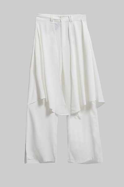 its basic Women's Ecru Color Super Loose Cut Special Design Trouser Skirt