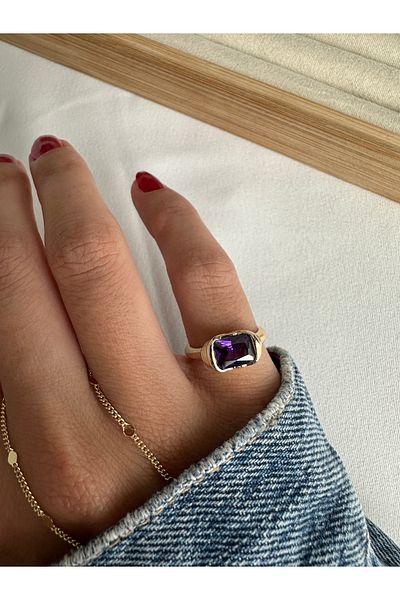 ringbox Purple Stone Little Finger Ring
