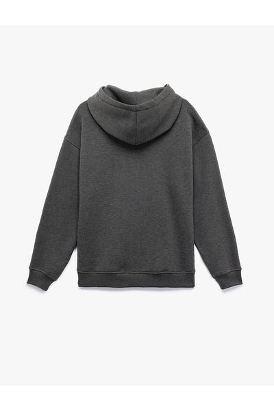 Koton Raised Long Sleeve Hooded Oversize Sweatshirt