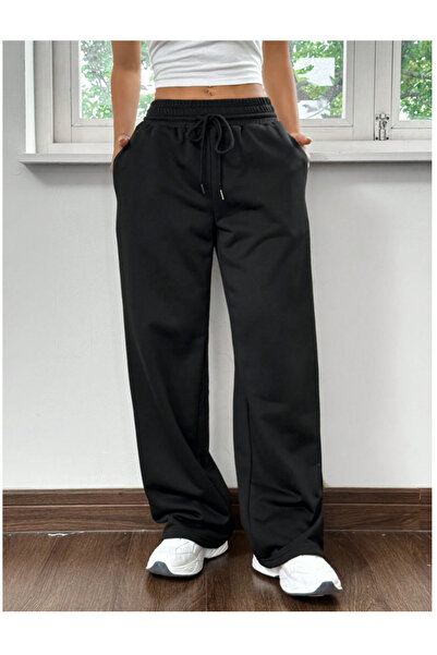 CANDERO Pantaloni de sport pentru femei, negri, largi, supradimensionați, de ...