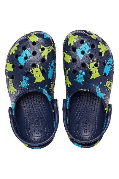 Crocs Saboți Classic Monster Print Clog - Bleumarin