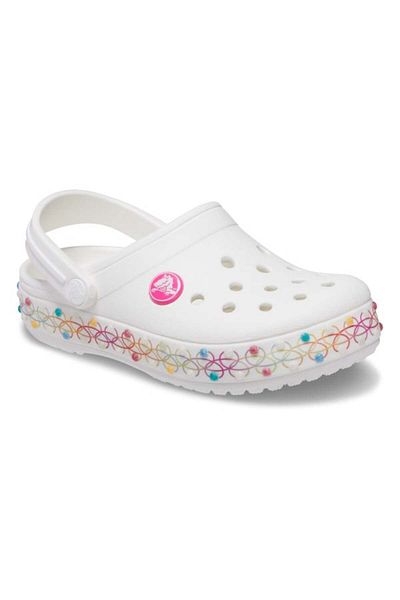 Crocs Saboți Crocs Crocband Stretch Necklace Clog Kids 32-33 EU - J1 US Alb - White/Multi
