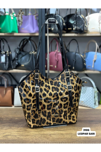 VICTORIA SHINE Bigger Size Bag with Buckle 3106 Leopard Yellow