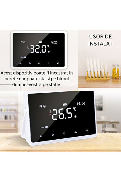 CLAUSTEEL Termostat inteligent wireless, ecran tactil, program săptămânal, telecomandă, compatibil cu centrala termică pe gaz