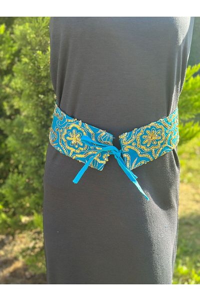 Gönülden Tasarım PUL PAILLETTES OSMANLI MOTIV CORDĂTĂ CUREA DE FEMEI 75X8 CM