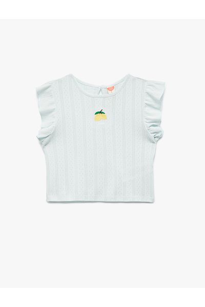 Koton Tricou din bumbac fără mâneci, cu decolteu, cu detaliu de volan