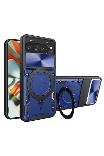 SKYDDAR INNOVATION Carcasă pentru Google Pixel 9 Pro XL, CamGuard Pro, inel magnetic, protecție cameră, set autocolante, albastră