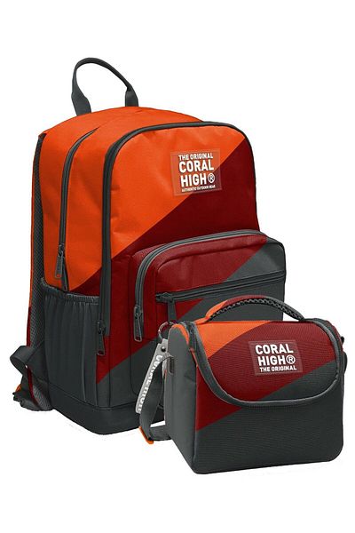Coral High Set rucsac și nutriție pentru școala primară și gimnazială - pentru băieți Orange Burgundy Gri