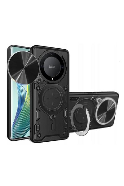 SKYDDAR INNOVATION Carcasă pentru Honor Magic5 Lite, CamGuard Pro, inel magnetic, protecție cameră, set autocolante, negru