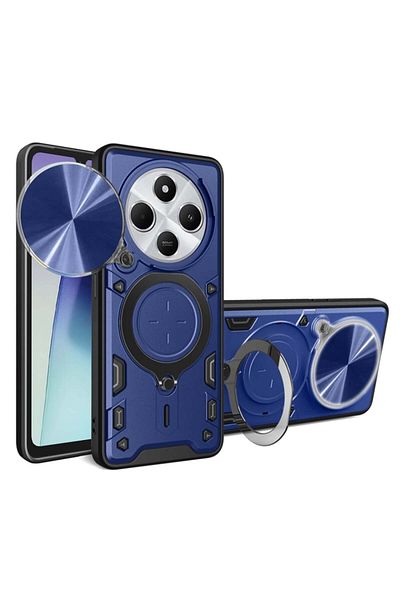 SKYDDAR INNOVATION Carcasă pentru Xiaomi Redmi 14C / Poco C75, CamGuard Pro, inel magnetic, set autocolante, albastră