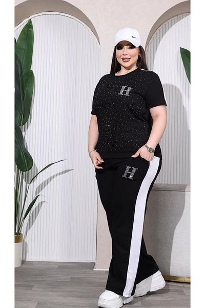 Kokostrendi Full Crystal Stone Suit - Black