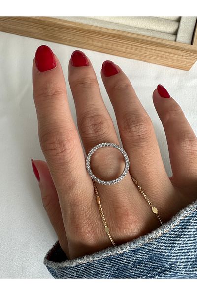 ringbox Silver Colored Zircon Stone Circle Ring