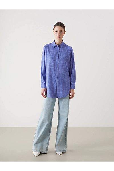 LC Waikiki Lcwaikiki Classic Lilac Textured Women's Shirt Tunic