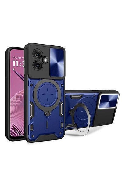 SKYDDAR INNOVATION Husă pentru Motorola Moto G55, CamGuard Pro, inel magnetic, protecție cameră, set autocolante, albastră