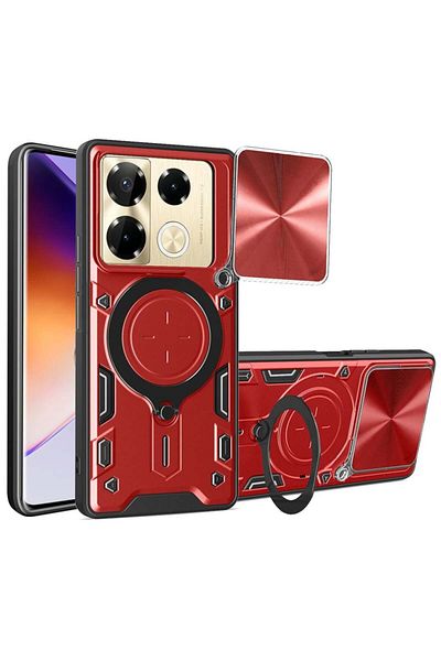 SKYDDAR INNOVATION Case for Infinix Note 40 Pro+, CamGuard Pro, Magnetic Ring, Camera Protection, sticker set, Red