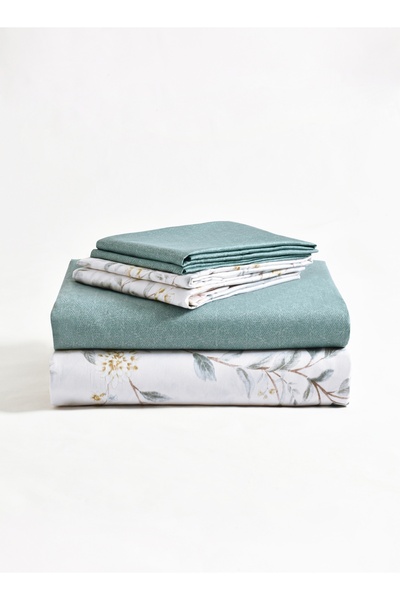 Master Home Textile طقم غطاء لحاف قطني مزهر، 200 خيط، مقاس كينج، 6 قطع، سحاب إغلاق، يناسب سرير 200 × 200 سم