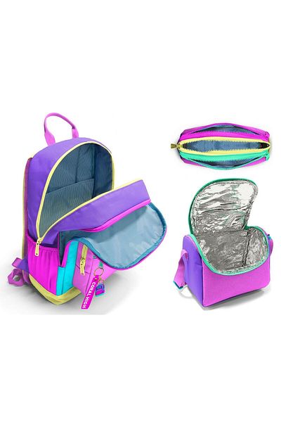 Coral High Geanta de scoala primara si gimnaziala Trio - Fata, Violet Verde Roz Multicolor