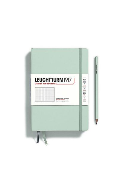 Leuchtturm Dotted Notebook, A5 Size, Hardcover, Mint Green Cover, Acid‑Free Paper
