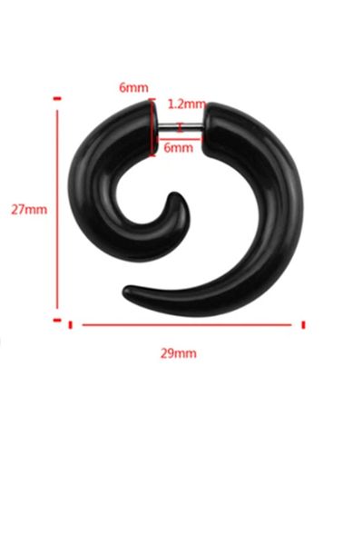 OEM Fake ear expander, black plastic spiral