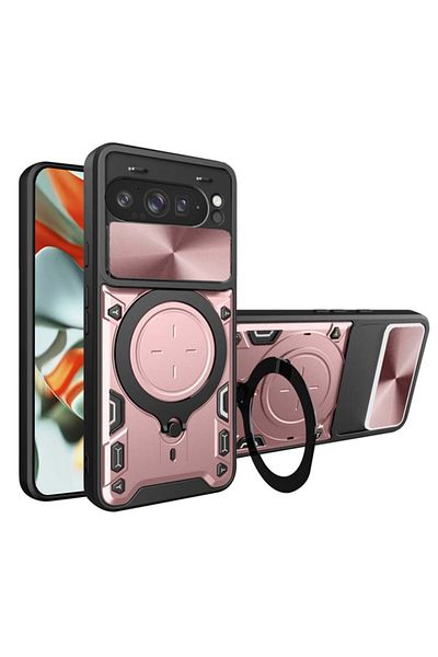 SKYDDAR INNOVATION Husă pentru Google Pixel 9 Pro XL, CamGuard Pro, inel magnetic, protecție cameră, set autocolante, auriu roz