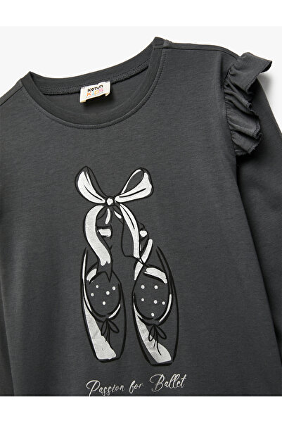 Koton Βαμβακερό μακρυμάνικο T-shirt με λαιμόκοψη