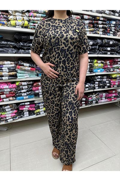 Kokostrendi Leopard Crystal Stone Tracksuit Set - Khaki