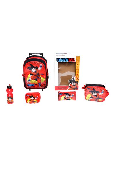 Marvel 5-Piece Dragon Ball Zipper Closure Telescopic Handle Kids Trolley Backpack Set