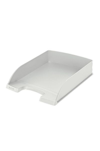 Leitz Tavă pentru documente Plus, gri, format A4, plastic durabil, organizator de birou stivuibil