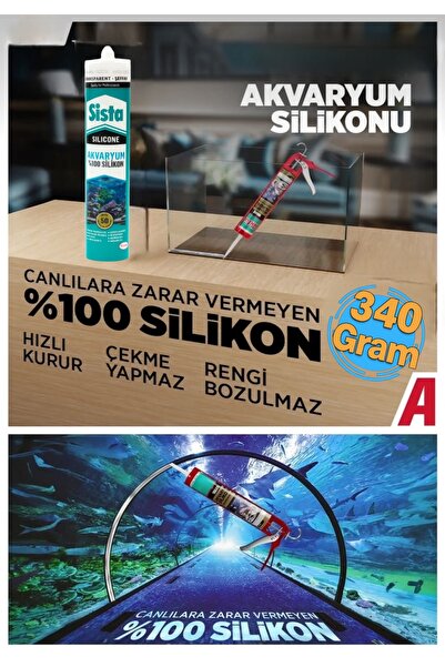 Sista Akvaryum Silikonu Sızdırmaz Silikonu Şeffaf Solvent Içermeyen Silikon 3...