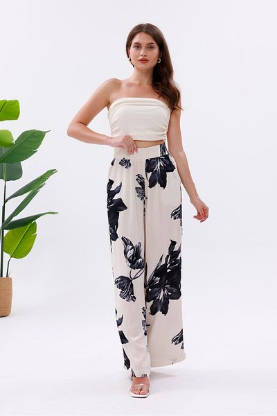 Pulli Collection Colorful Floral Patterned Viscose Palazzo Trousers