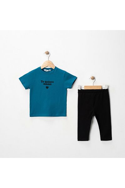 MK Mukko Kids Girls' Printed Basic Seasonal/Summer Leggings T-Shirt Bottom Top Set