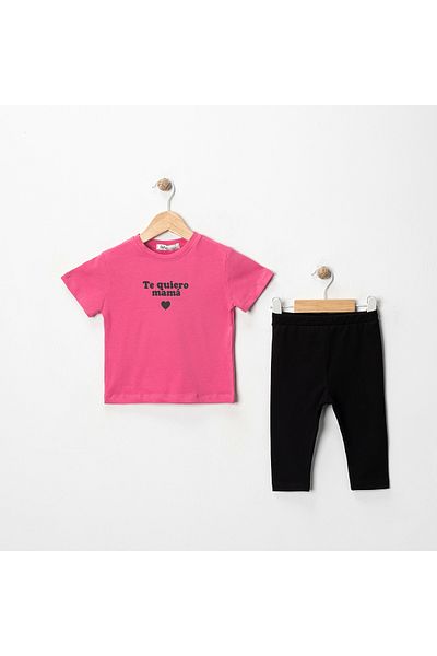 MK Mukko Kids Girls' Printed Basic Seasonal/Summer Leggings T-Shirt Bottom Top Set