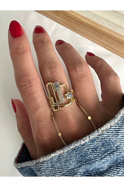 ringbox Gray Enamel Asymmetry Ring