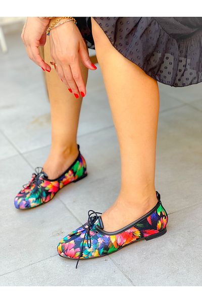 irmona Bossa Flower Patterned Leather Ballet Espadrille Shoes