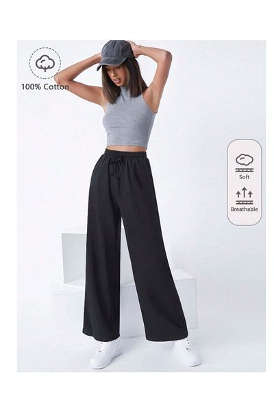 CANDERO Pantaloni de sport pentru femei, negri, largi, supradimensionați, de calitate, cu croiala largi, flexibili, confortabili, din țesăturăYUS