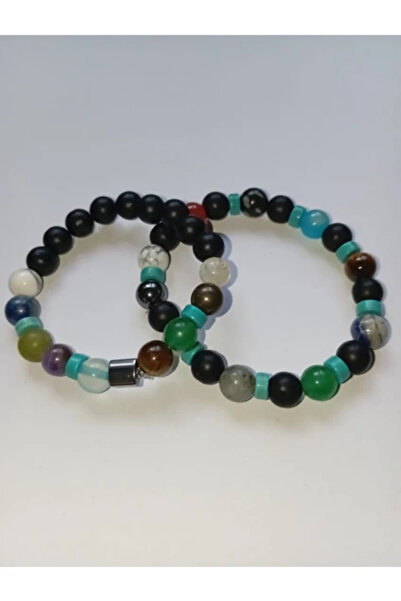 DenEs Life مجموعة من 2 أساور نجاح الطلاب من الحجر الطبيعي