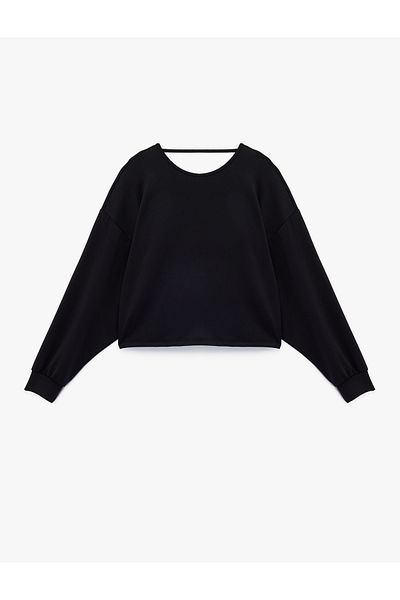 Koton Modal Fabric Comfortable Fit Long Sleeve Boat Neck Back Low-Cut Blouse