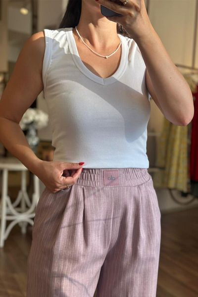 Unique Boutique White V-Neck Cotton and Lycra Bodysuit