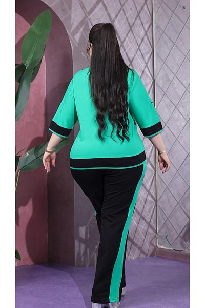 Kokostrendi Floral Crystal Stone Tracksuit Set - Green