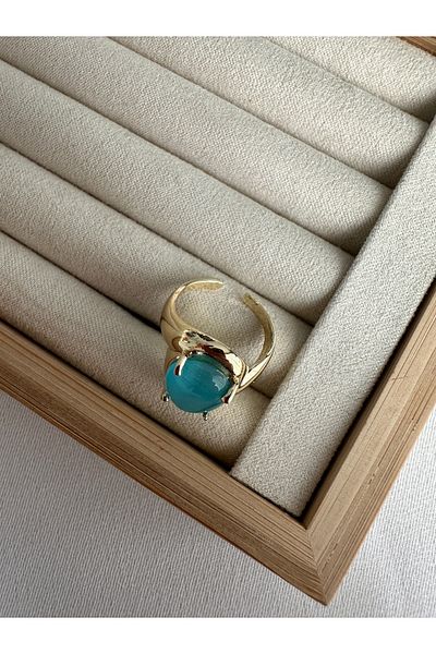 ringbox Blue Cat's Eye Stone Ring