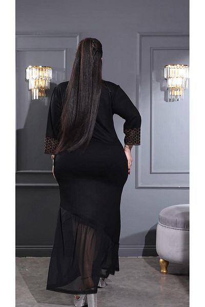 Kokostrendi Skirt Tulle Crystal Stone Dress - Black