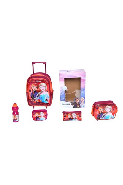 Marvel 5-Piece Frozen Zipper Closure Telescopic Handle Trolley Backpack Set