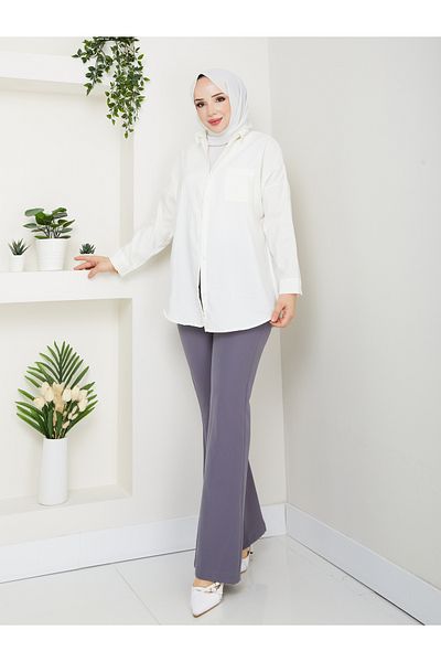 Moda İncir Spanish Cuff Trousers with Elastic Waist