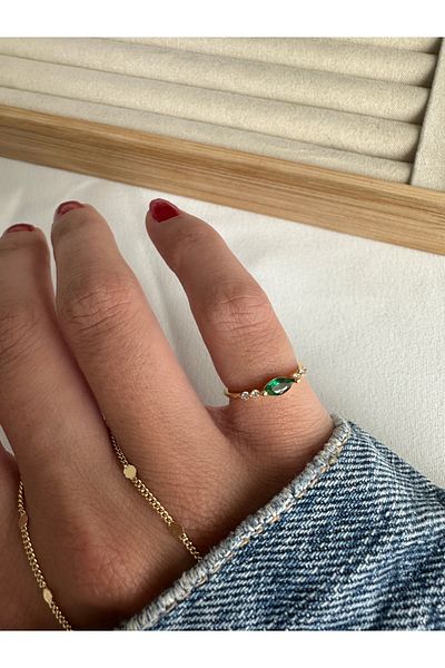 ringbox Green Stone Pinky Finger Ring